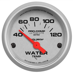 AutoMeter 4337-M Autometer Ultra-Lite 52mm 40-120 Deg C Short Sweep Electronic Water Temp Gauge