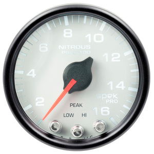 AutoMeter P32012 Autometer Spek-Pro Gauge Nitrous Press 2 1/16in 1600psi Stepper Motor W/Peak & Warn Wht/Blk