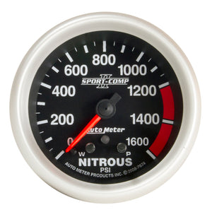 AutoMeter 7674 Autometer Sport-Comp II Pro Control 2-5/8in 1600 PSI Nitrous Pressure Gauge w/ Peak and Warn