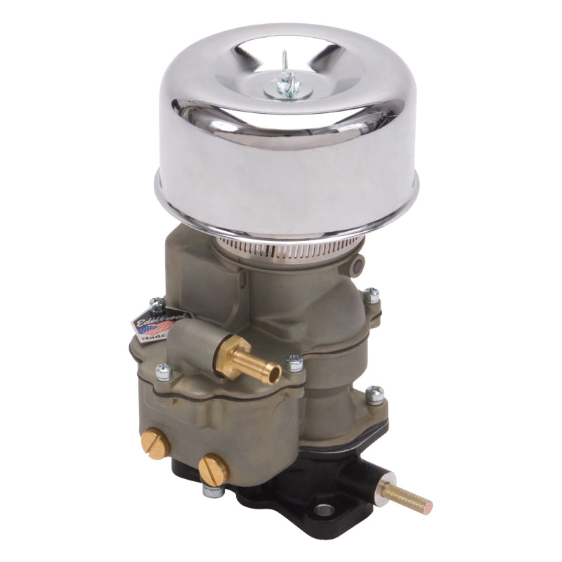 Edelbrock 1202 Air Cleaner 94 Series Round Steel Top 4 65In Dia X 3 125In 2 63In ID Raised Base Chrome