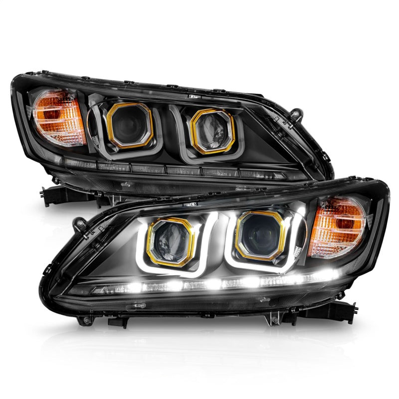 ANZO 121492 2015 fits Honda 13-20 Accord Projector Headlights w/ U-Bar Black