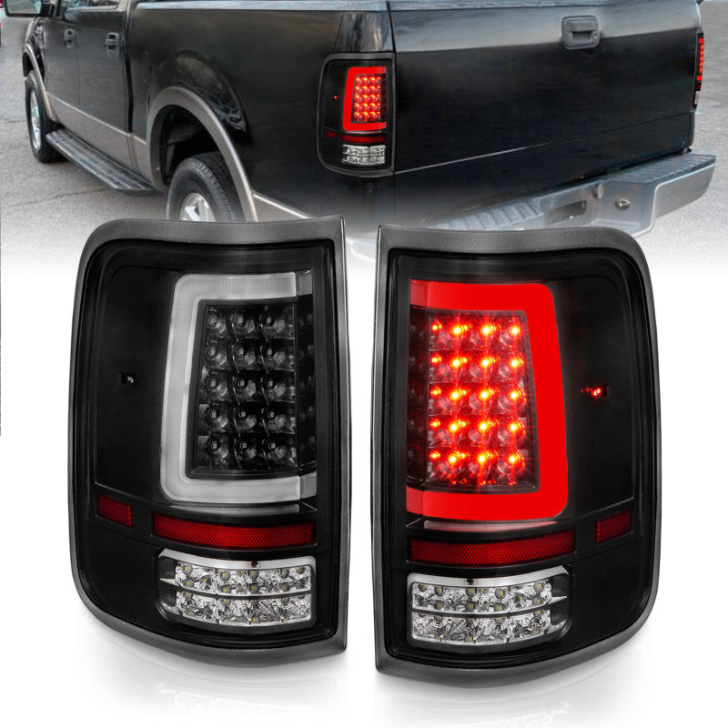 ANZO 311342 2006 fits Ford 04-20 F-150 LED Tail Lights w/ Light Bar Black Housing Clear Lens