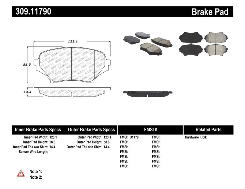 Stoptech 309.1179 Performance 06-08 fits Mazda Miata MX-5 Front Brake Pads