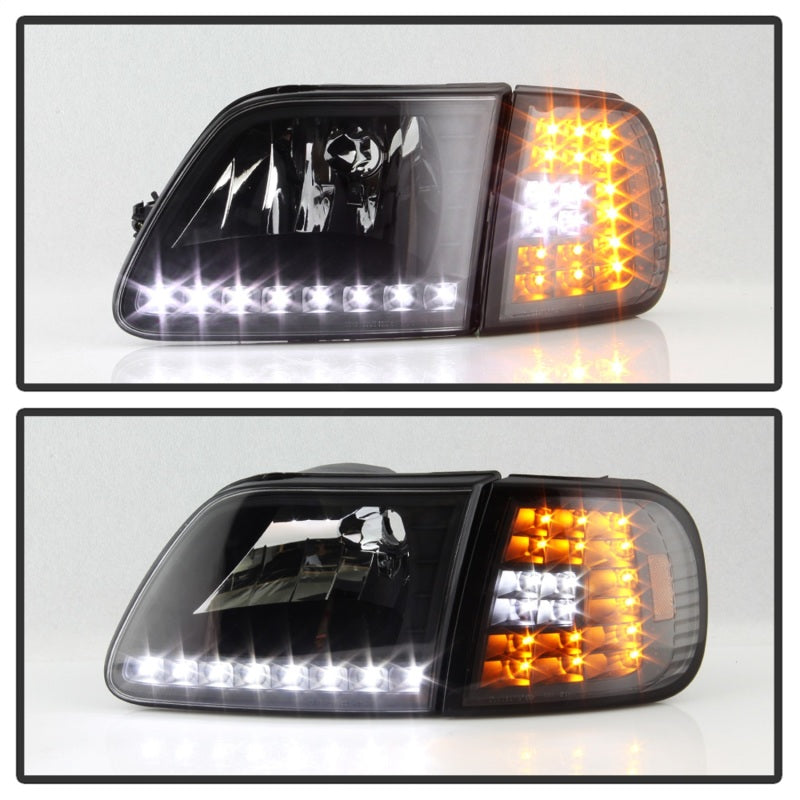 5014184 Xtune fits Ford 97-03 F150 Crystal Headlights w/ Clear LED Corners Bla