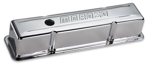Moroso 68102 fits Chevrolet Small Block Valve Cover - w/o Baffles - Stamped Stee