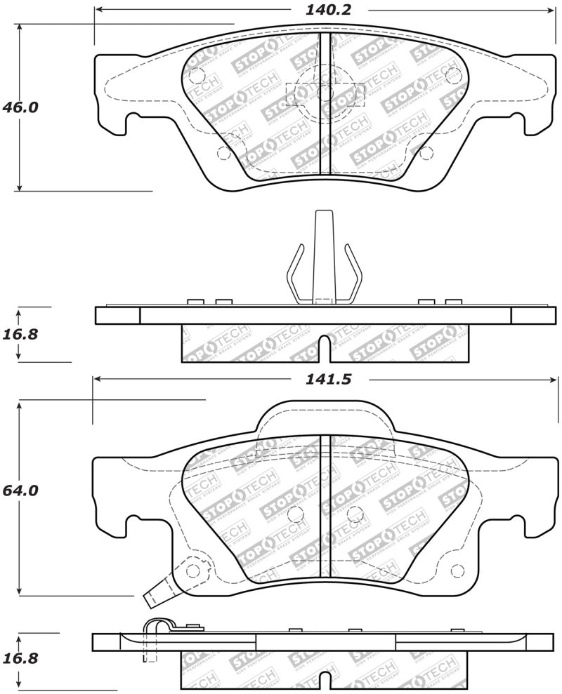 Stoptech 305.1498 Street Select Brake Pads w/Hardware - Rear