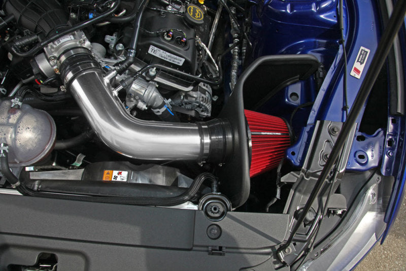 Spectre 9041 15-16 fits Ford Mustang V6-3.7L F/I Air Intake Kit - Polished w/Red Filter
