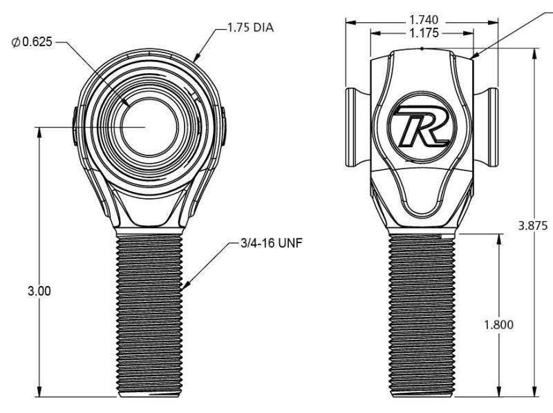 Ridetech 90002772 R-Joint Rod End with 3/4in-16 Left Hand Thread