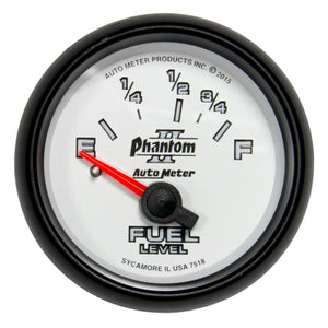 AutoMeter 7518 Autometer Phantom II Gauge Fuel Level 2 1/16in 16e To 158f Elec Phantom II