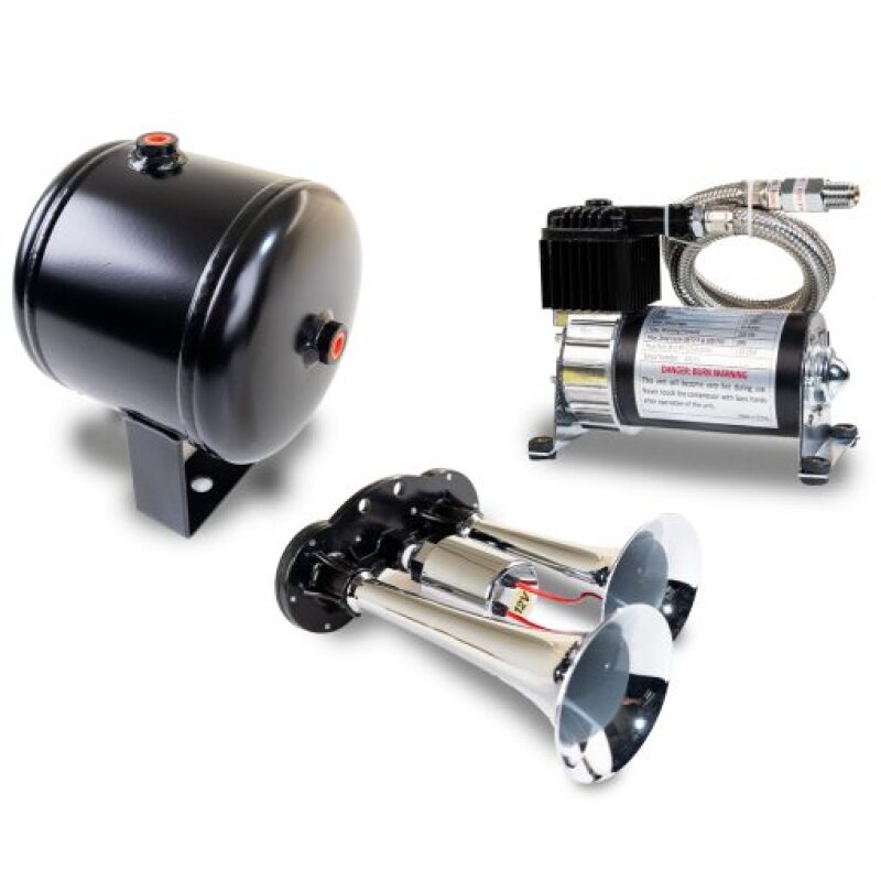 Kleinn HK1 Dual Chrome Horn Kit w/ 120 PSI Air Compressor / 0.5 gal Air Tank