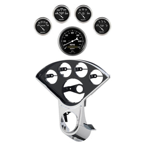 AutoMeter 2208-07 Autometer Old Tyme Black Direct Fit Dash Kit 55-59 fits Chevy Truck (1 x 3-3/8in. / 4 x 2-1/16in.)
