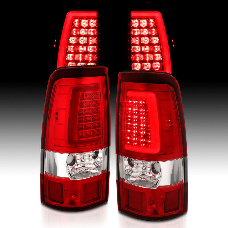 ANZO 311335 2006 fits Chevy 03-20 Silverado 1500 LED Taillights Plank Style Chrome With Red/Clear Lens