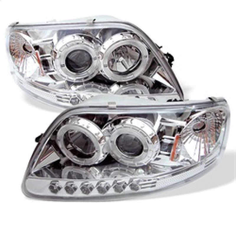 Spyder 5010278 fits Ford F150 97-0 Projector - LED Halo Amber Reflctr LED Chome