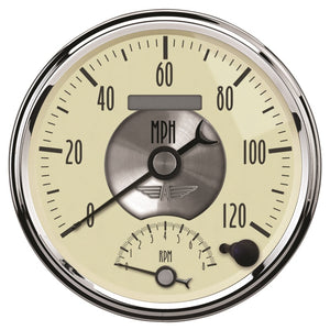 AutoMeter 2090 AutoMeter Gauge Tach/Speedo 5in. 120MPH & 8K RPM Elec. Program. Prestige Antq. Ivory