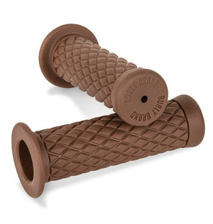 Burly B16-1003 Rubber Diamondback Grips 1in - Brown