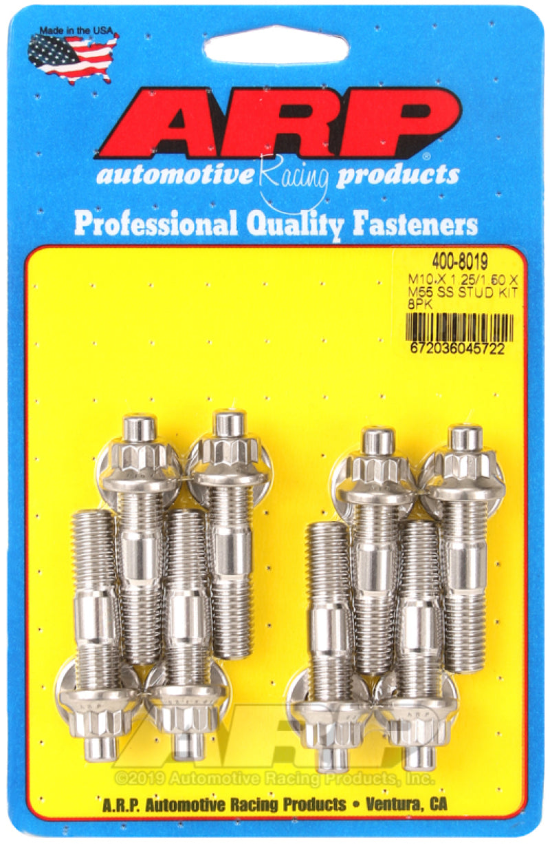 ARP 400-8019 M10 X 1.25/1.50 X M55 Stainless Steel Accessory Studs (8 pack)