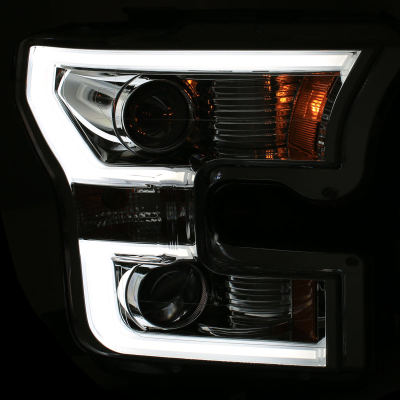 ANZO 111348 2016 fits Ford 15-20 F-150 Projector Headlights w/ Plank Style Design Chrome w/ Amber