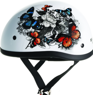 Bikers Choice 649526 Skid Lids White Rose Original Helmet- Medium