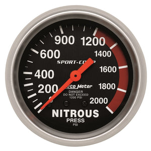 AutoMeter 3428 Autometer 2-5/8in 0-2000 PSI Mechanical Nitrous Pressure Sport-Comp Gauge