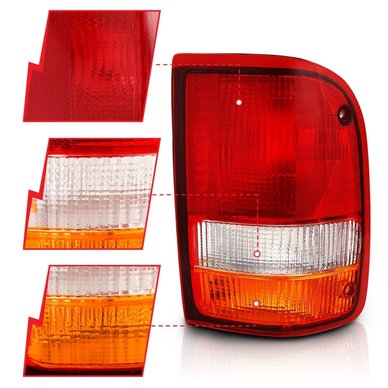 ANZO 311310 1997 fits Ford 93-19 Ranger Tail Light Red/Cear (OE)