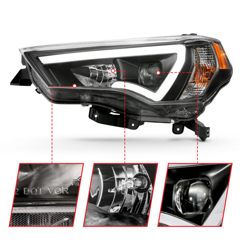 ANZO 111416 fits Toyota 14-18 4 Runner Plank Style Projector Headlights Black w/ Amber