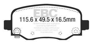 EBC UD1734 15+ fits Chrysler 200 2.4 Ultimax2 Rear Brake Pads