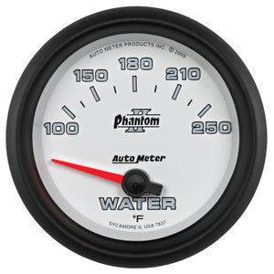 AutoMeter 7837 Autometer Phantom II 2-5/8in 100-250 Degrees F Electrical Water Temperature Gauge