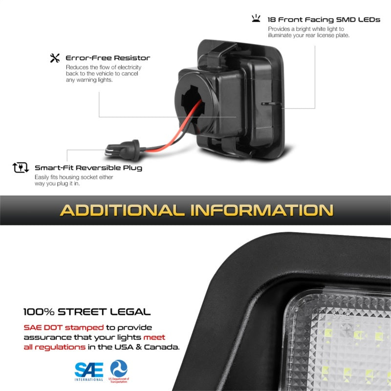 9045158 Xtune fits Ford 05-18 F150 T10 Connector LED License Plate Bulb Assemb