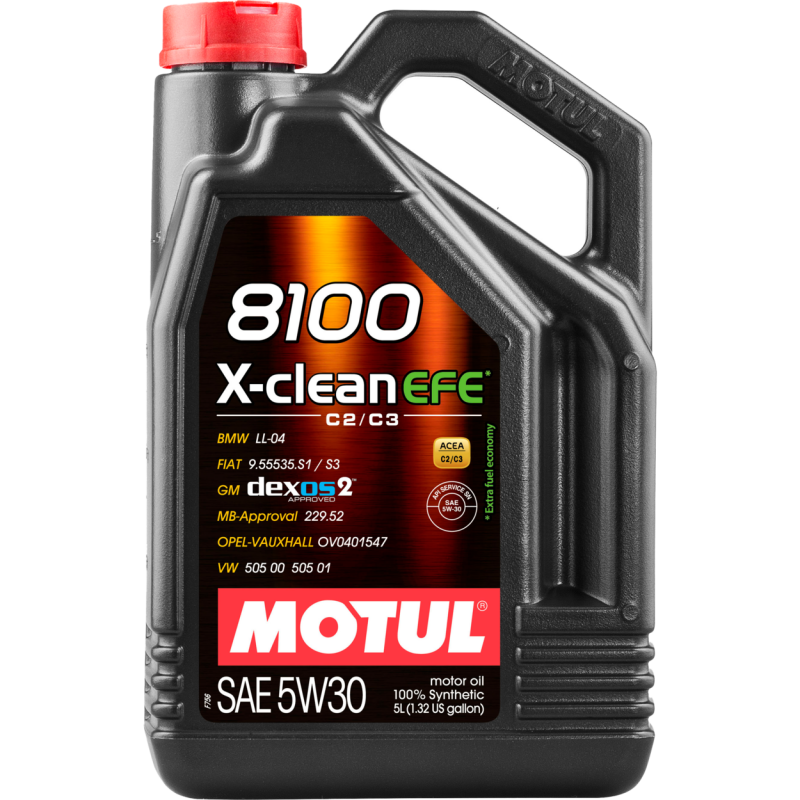 Motul 111378 5L Synthetic Engine Oil 8100 X-Clean 5W30