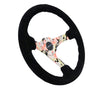 NRG RST-036FL-S RST-036FL-S Reinforced Steering Wheel Blk Suede Floral Dipped