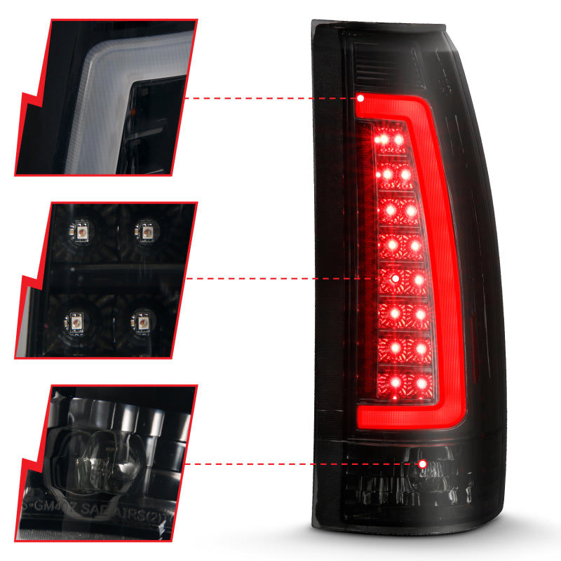 ANZO 311345 1900 fits Cadillac 99-20 Escalade LED Taillights Black Housing Smoke Lens Pair