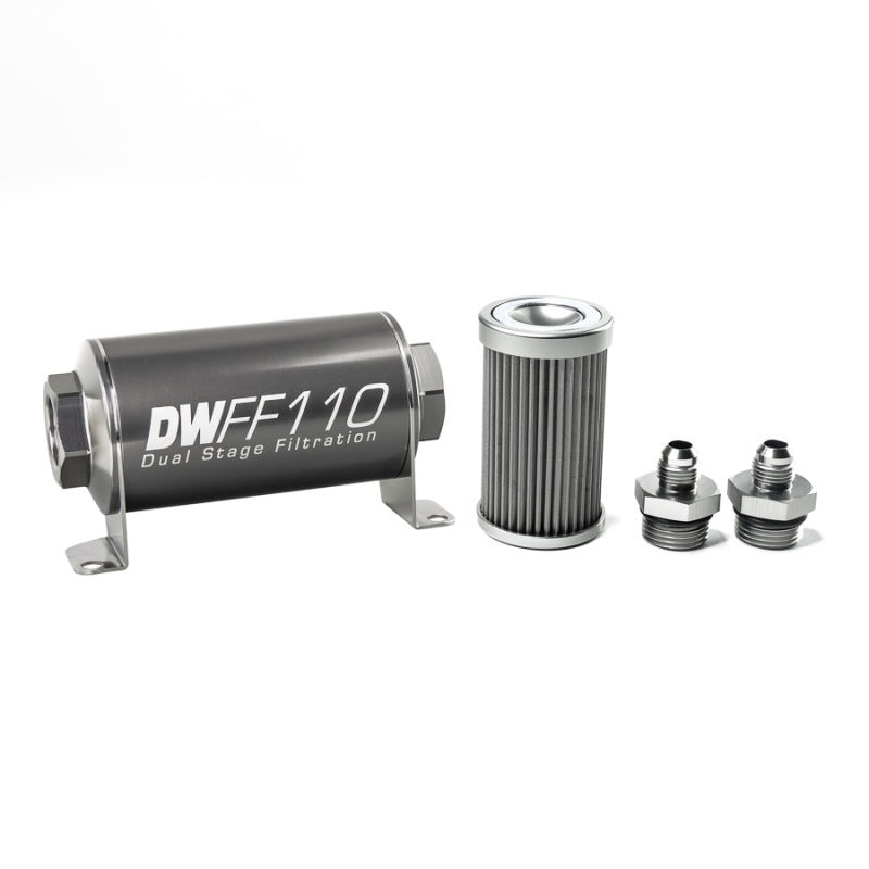 DeatschWerks 8-03-110-040K-6 Stainless Steel 6AN 40 Micron Universal Inline Fuel Filter Housing Kit (110mm)