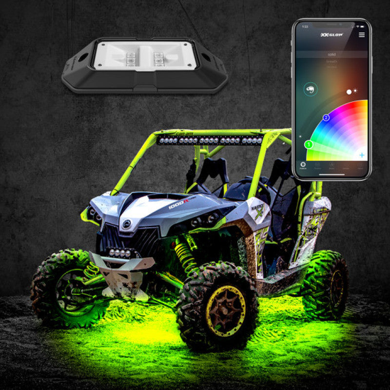 XK XK-ROCK-STA Glow Rock Light w/ XKchrome App Controlled Bluetooth Advanced Kit 4pc RGB 6W