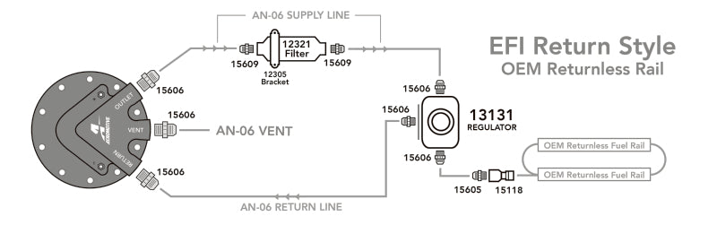 Aeromotive  17166 Phantom 340 Fuel System - Return Style w/3/8in Quick Connect