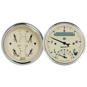 AutoMeter 1820 AutoMeter Gauge Kit 2 Pc. Quad & Tach/Speedo 3-3/8in. Antique Beige