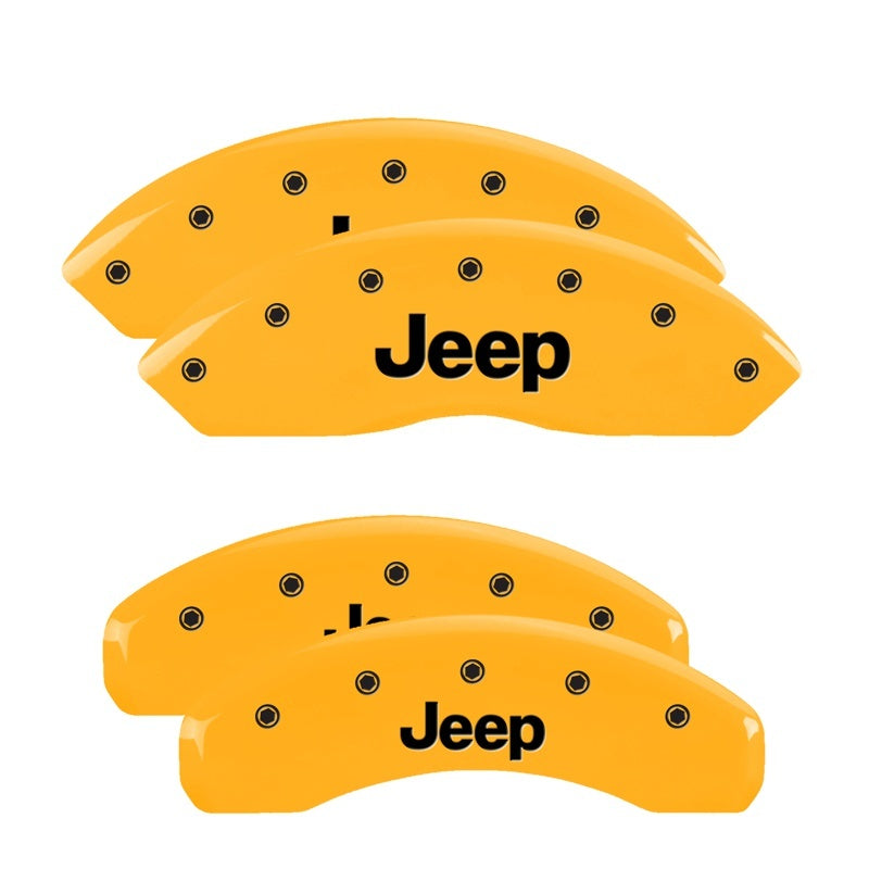 MGP 42019SJEPYL 4 Caliper Covers Engraved Front & Rear fits Jeep Yellow Finish B