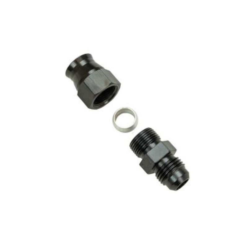 Moroso 65350 Aluminum Fitting Adapter 6AN Male to 3/8in Tube Compression - Black