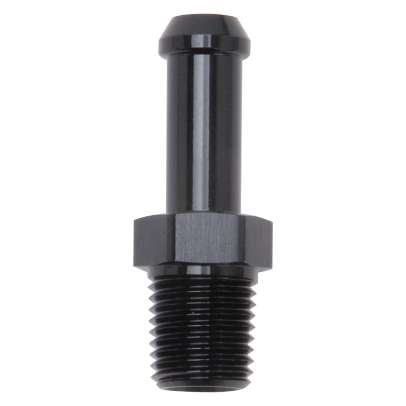 Edelbrock 8191 Hose End Straight 1/4In NPT to 3/8In Barb Black Anodize