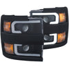 ANZO 111363 Projector Headlights With Plank Style Design Black w/Amber fits Chevrolet 15-17 Silverado 2500/3500