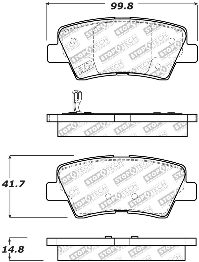 Stoptech 305.1445 09-15 Hyundai Sonata Street Select Rear Brake Pads