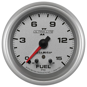 AutoMeter 7761 AutoMeter Gauge Fuel Press 2-5/8in. 15PSI Stepper Motor W/ Peak & Warn Ultra-Lite II
