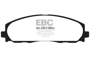 EBC UD1589 12+ fits Chrysler Town & Country 3.6 Ultimax2 Front Brake Pads