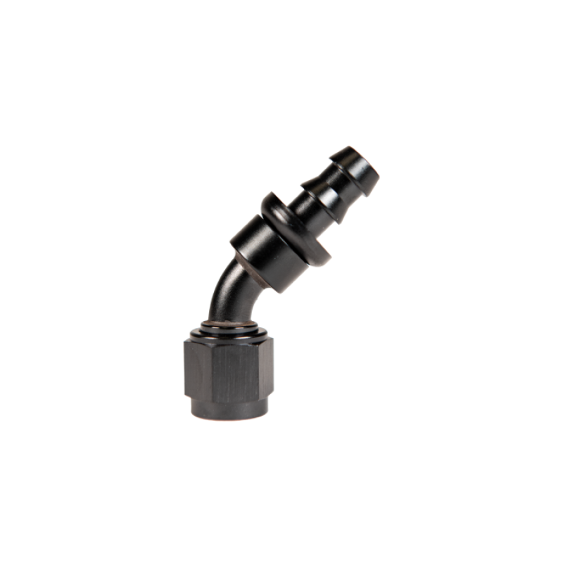 Fleece  FPE-PL-45-06 Performance Universal -6AN 45Deg to Hose Barb - Black