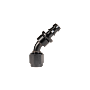 Fleece Performance -PL-45-06 Universal -6AN 45Deg to Hose Barb - Black