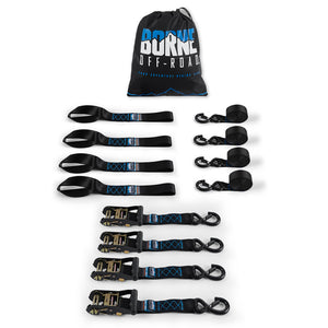 Borne Off-Road BNRTC-TDHD-4BK Heavy-Duty Ratchet Tie-Down Kit (4-Pack) - Black