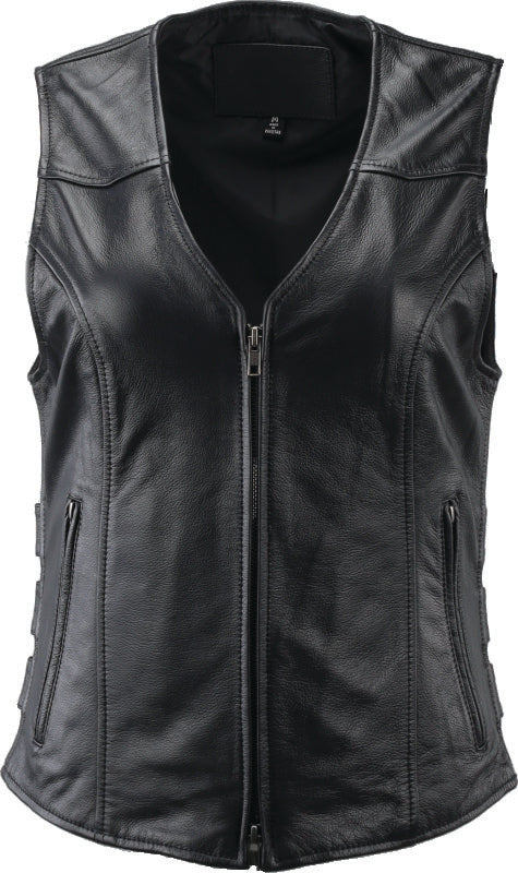 Kuryakyn 094415 Kuryakyn Leather By River Road Plains Leather Vest Black Womens - XL