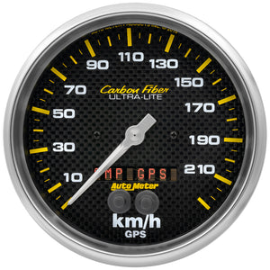 AutoMeter 4881-M Autometer Carbon Fiber 5in. 0-225 KM/H (GPS) Speedometer Gauge
