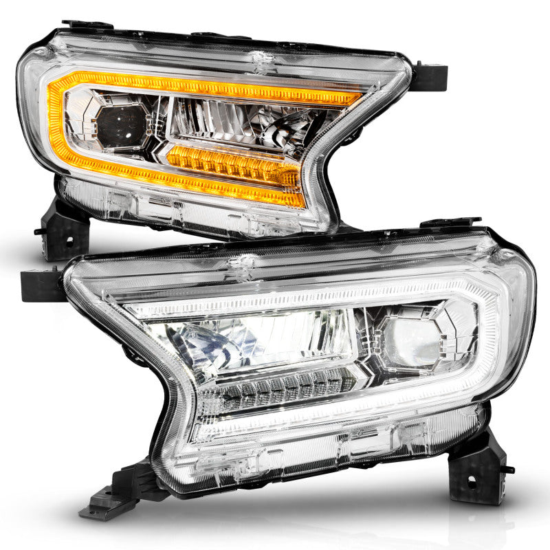 ANZO 111614 fits Ford 19-23 Ranger Full LED Projector Headlights w/ Initiation & Sequential - Chrome