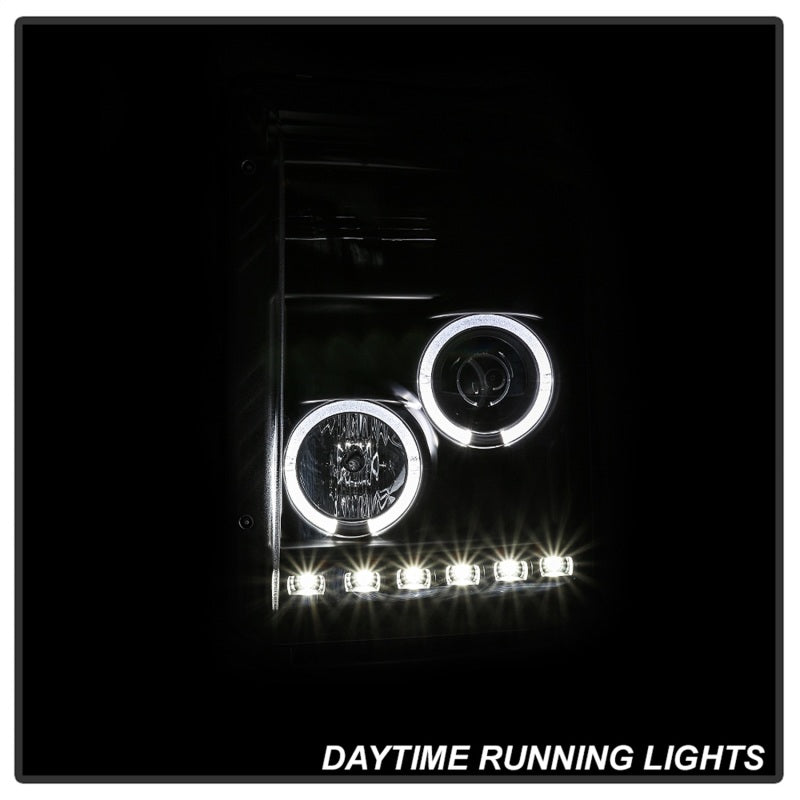 Spyder 5086013 fits Ford 11-16 Super Duty Projector Headlights LEDHalo DRL All