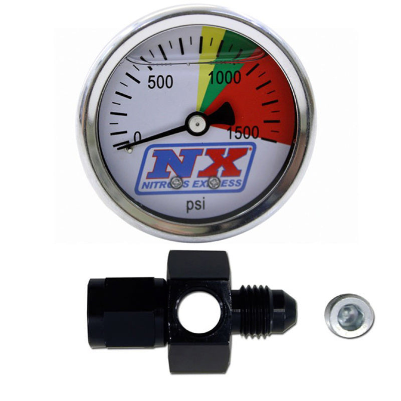 Nitrous Express 15510 N2O Flo-Thru Pressure Gauge (0-1500 PSI) 6AN